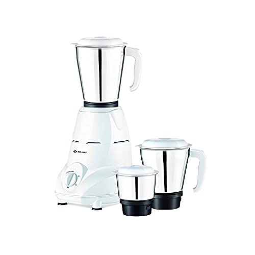 Bajaj Rex 500W Mixer Grinder with Nutri-Pro Feature, 3 Jars, White