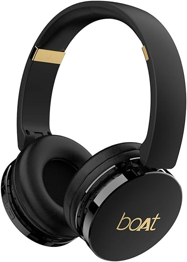 boAt Rockerz 370 Wireless Headphone with Bluetooth 5.0, Immersive Audio, Lightweight Ergonomic Design, Cosy Padded Earcups and Up to 12H Playback Bliss (Buoyant Black)