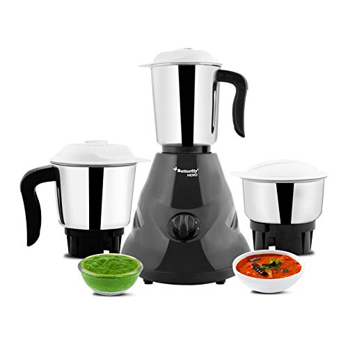 Butterfly Hero Mixer Grinder, 500W, 3 Jars (Grey)