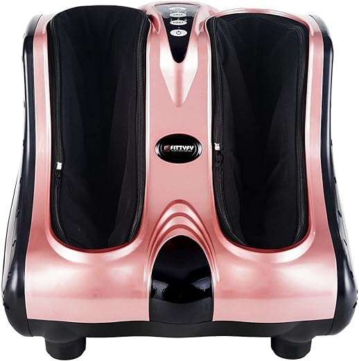 FITTYFY Foot Massager FFFM-80H with Heat & Kneading Function| 4 Auto Programs & 3 Custom Massage Modes| Auto Shut Off| Foot, Calf & Leg, (Black/Rose Gold)