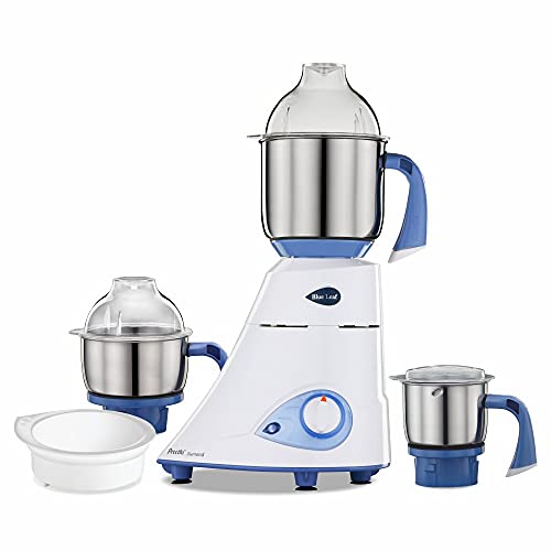 Preethi Blue Leaf Diamond mixer grinder, 750 watt, 3 jars & Flexi Lid (Blue/ White)