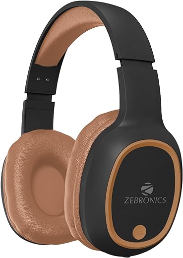 Zebronics Zeb-Thunder Wireless BT Headphone with Built-in FM,AUX Connectivity and Micro SD Card Support(Brown)